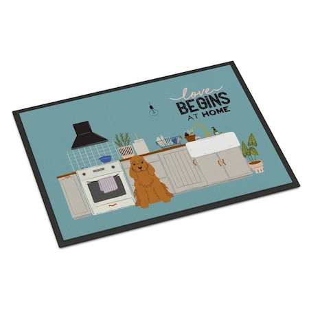 Carolines Treasures 24 x 36 in. Red Cocker Spaniel Kitchen Scene Indoor or Outdoor Mat CK7799JMAT